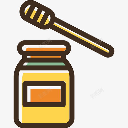 蜂蜜食品线性颜色食品套装图标 平面电商 创意素材 蜂蜜图标
